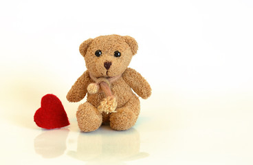 Nounours Beige et Coeur rouge