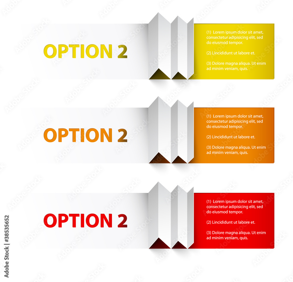 Poster set of colorful vector sample option boxes