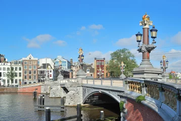 Fotobehang Blue Bridge  in Amsterdam © TanyaSv