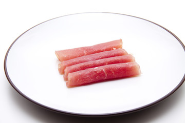 Lachsschinken auf Teller