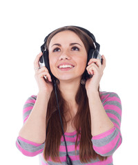 Fototapeta premium beautiful young girl with headphones isolated on white