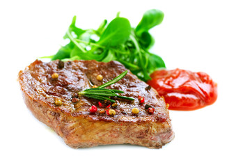 Grilled Beef Steak Isolated On a White Background
