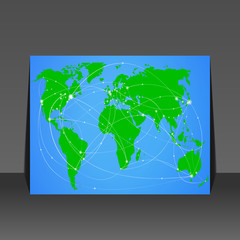 Vector illustration travel world map flyer design
