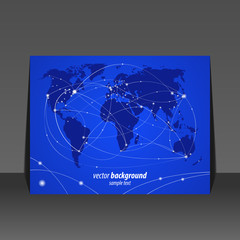 Vector illustration night travel world map flyer design