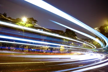 Foto op Plexiglas Snelweg bij nacht snelweg licht paden