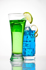 Two cold cocktails with decoration