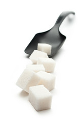 Cubes of sugar with plastic spoon
