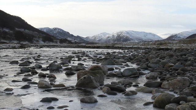 River Calder and Monadhliath Mountains Scottish highlands