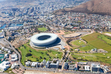 Vue aérienne du centre-ville de Cape Town, Afrique du Sud