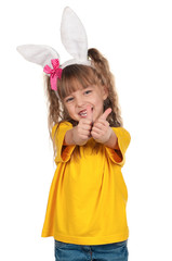 Little girl with bunny ears
