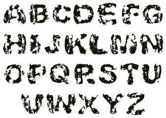 Vector black grunge alphabet on a white background