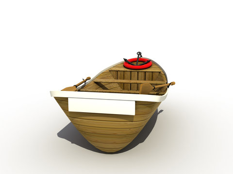 The wooden boat on a white background №5