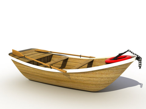The wooden boat on a white background №4