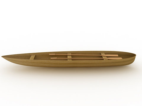 The wooden boat on a white background №3