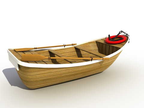 The wooden boat on a white background №2
