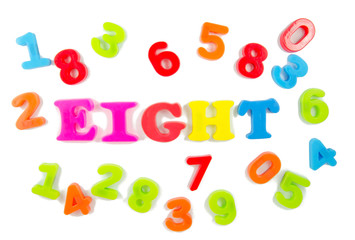 number eight surrounded by other numbers