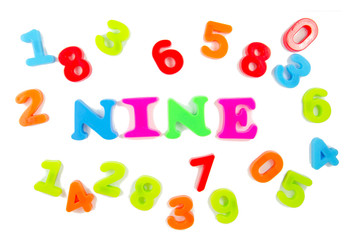 number nine surrounded by other numbers