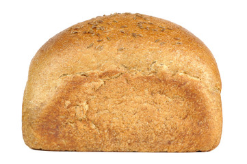 Loaf of White Bread with Caraway Seeds Isolated on White