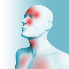 Schnupfen, Fieber, Halsschmerzen und Kopfschmerzen