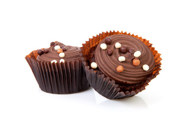 Two delicious chocolate cupcakes