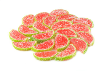 Fruit Jelly Watermelon Candies Isolated on White Background