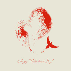 Bird flying heart shape