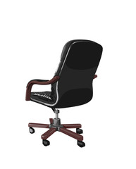black business chair with brown arms and legs