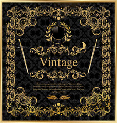 vintage gold black frame decor label