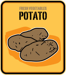 Vegetables label, tomato, vector illustration