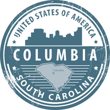 Stamp with name of South Carolina, Columbia, vector