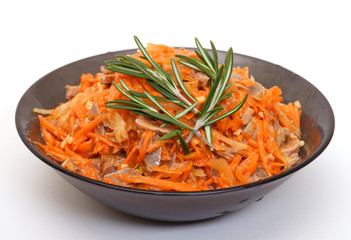 vegetable salad in bowl on white