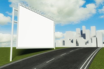 3d Billboard and road with city background