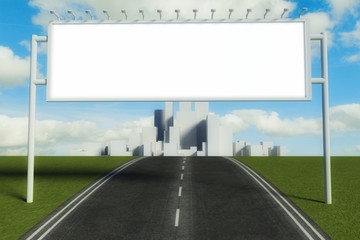3d Billboard and road with city background
