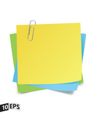 Sticker notes and clip. Vector