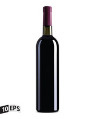 Red wine bottles on white background. Vector