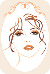 Portrait of beautiful woman in the decorative frame