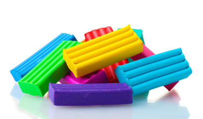 Children bright\ plasticine isolated on white