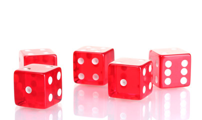Red dices isolated on white