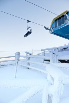 Ski lift in winter