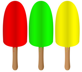 Three fuity ice lollies