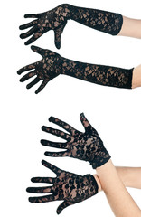 woman lace gloves