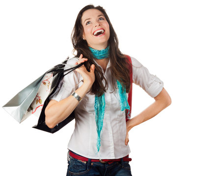 Very happy woman shopping