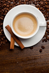 Cup of coffee with cinnamon