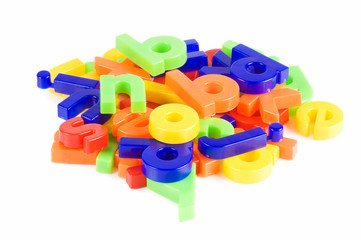 Plastic English letters isolated on white