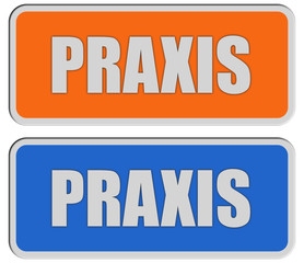 2 Sticker orange blau rel PRAXIS