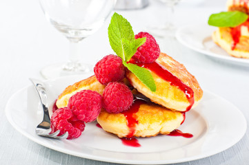 Pancakes with raspberry