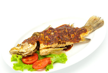 Fried snapper with chili sauce