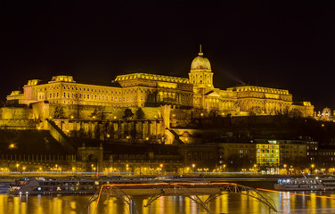 Fototapeta na wymiar Buda castle night view, Budapest, Hungary