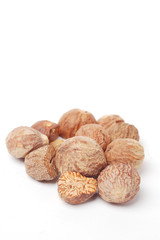 Muscat nut isolated on white