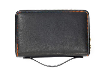 Black business briefcase isolated on white background. With clip